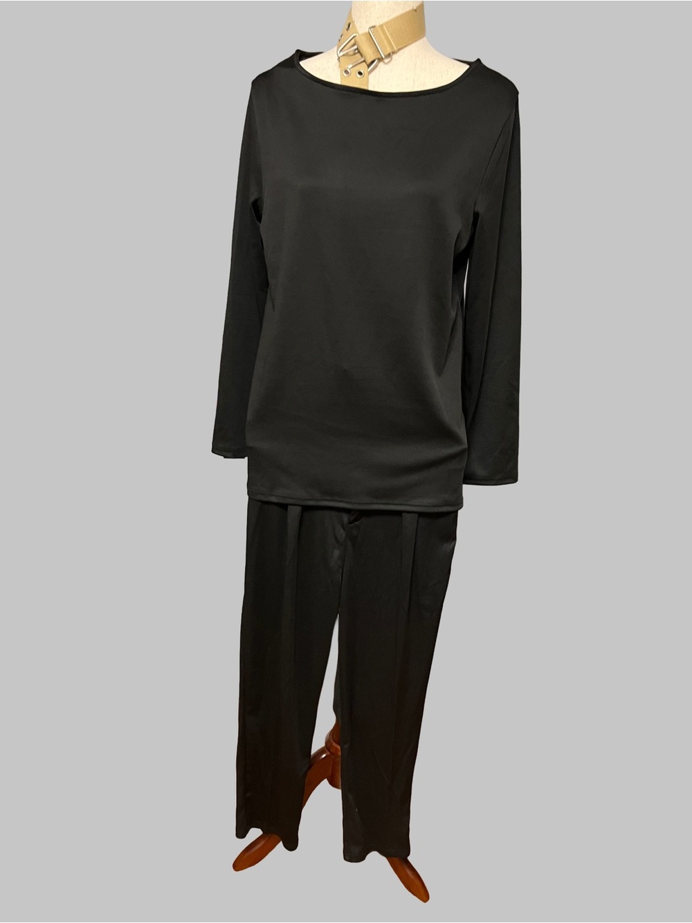 Classic Black Long Sleeve Top and Pants Set